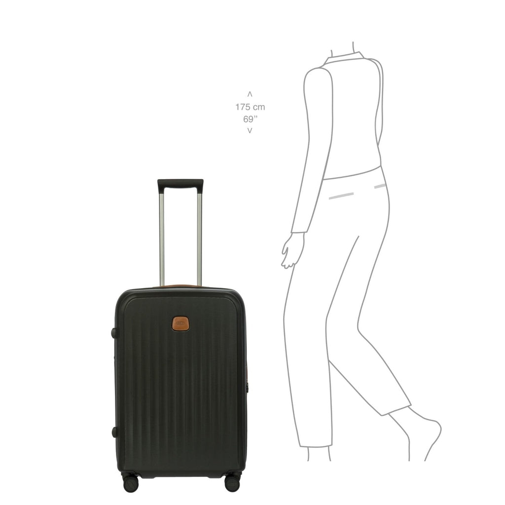 Bric's Taormina Ultra - Light Checked Luggage – Expandable Hard Shell Suitcase with TSA Lock, Anti - Tamper Zippers & 360 Spinner Mobility Wheels - 27 Inch, Olive