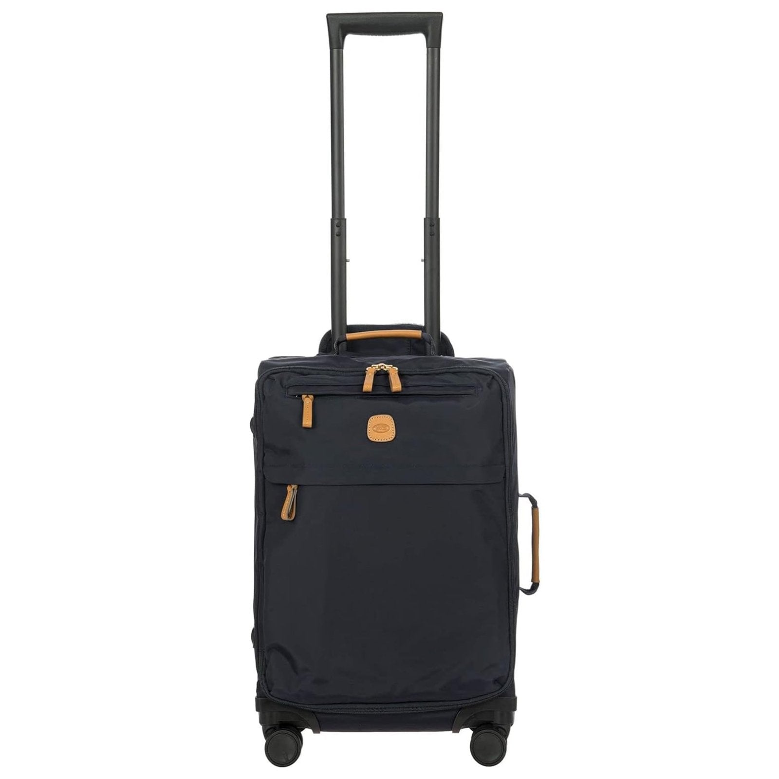 Bric's X-Travel 21” Carry-On Spinner – Luxury Softside Luggage with 360° Wheels, Recycled Water-Resistant Fabric, Interior Pockets, and Leather Details – Navy