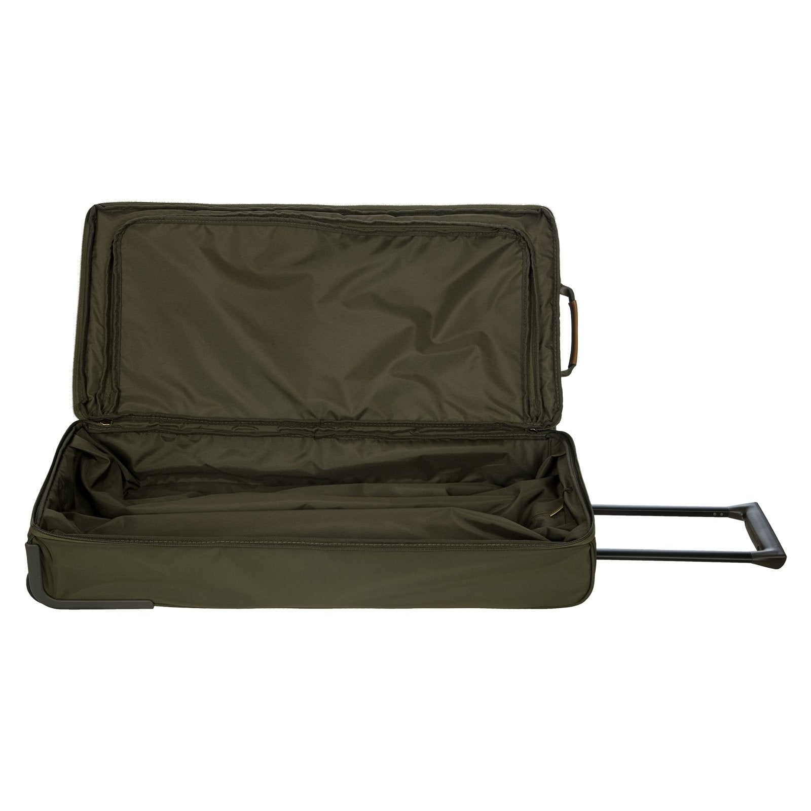 Bric's X - Travel 30 - Inch Rolling Shoe Duffle, Wheeled Travel Bag with Dual - Access Shoe Compartment, Telescoping Handle, Tie - Down Straps and Leather Top Handle – Olive