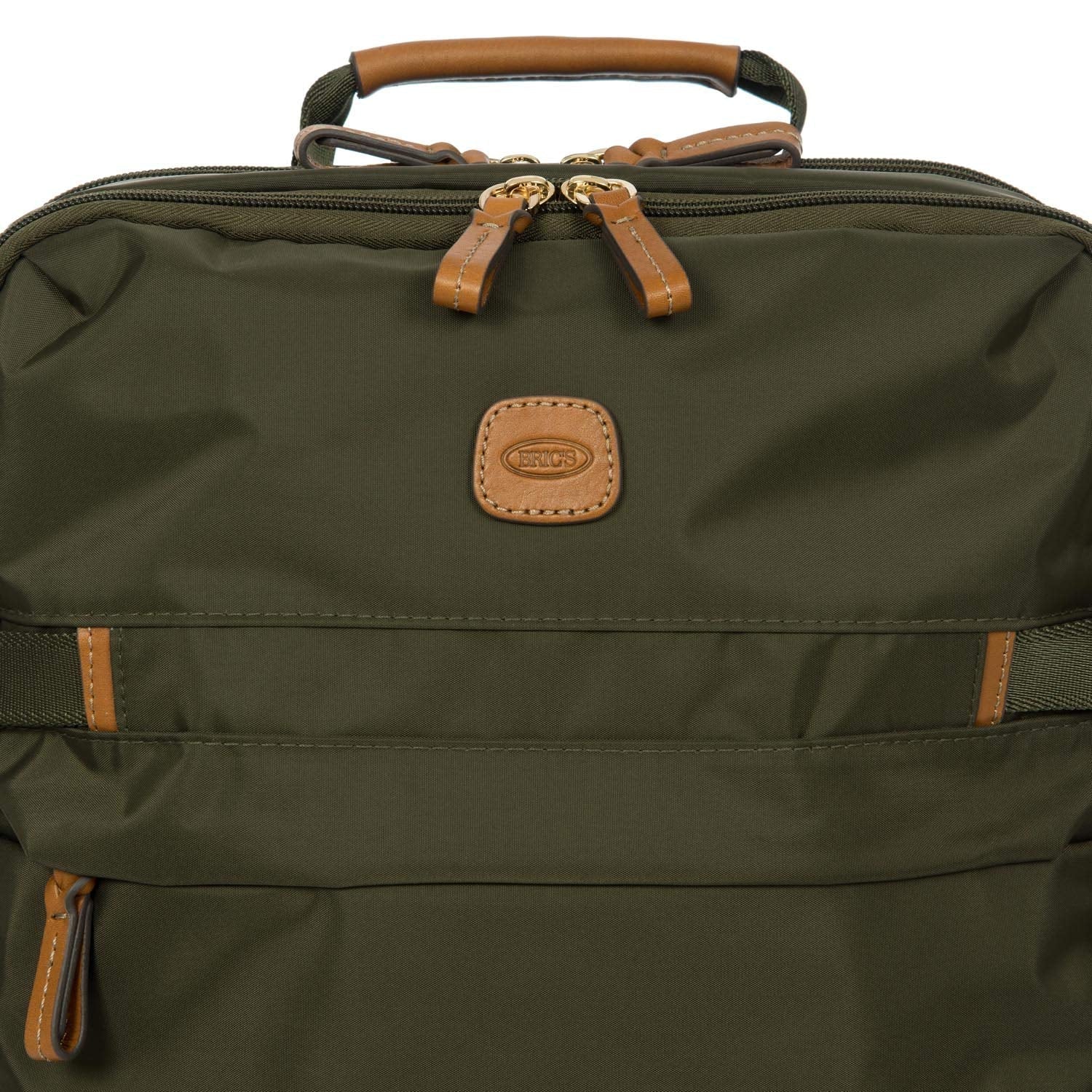Bric's X - Travel Montagne Backpack 16 Inch, Water - Resistant Recycled Nylon Carry - On Daypack with Compression Straps, Padded Backpanel, Laptop Sleeve and Luggage Pass - Through - Olive