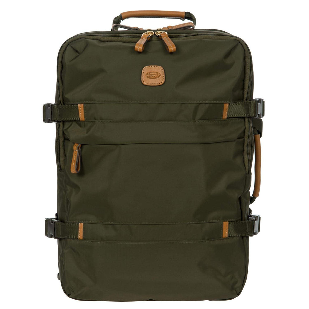 Bric's X-Travel Montagne Backpack 16 Inch, Water-Resistant Recycled Nylon Carry-On Daypack with Compression Straps, Padded Backpanel, Laptop Sleeve and Luggage Pass-Through - Olive