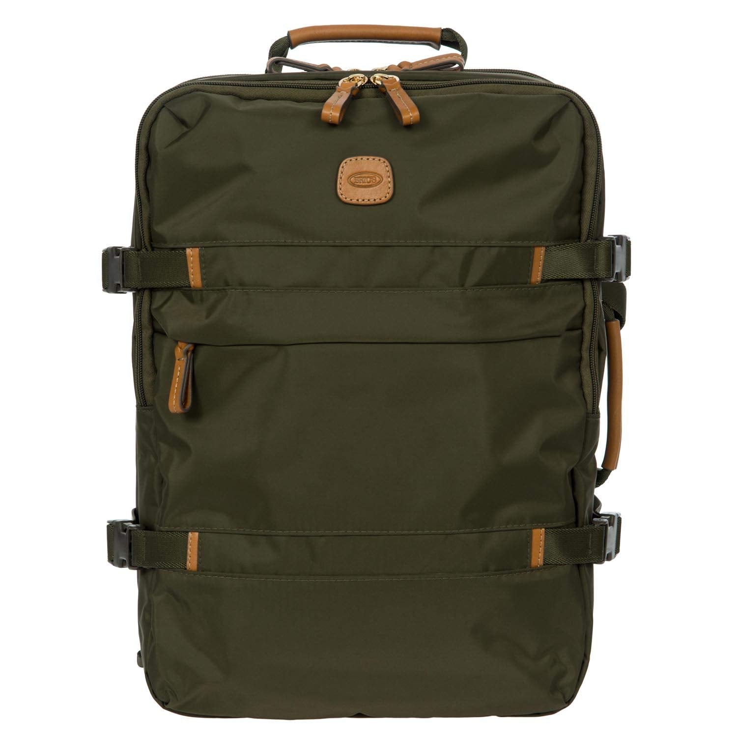 Bric's X-Travel Montagne Backpack 16 Inch, Water-Resistant Recycled Nylon Carry-On Daypack with Compression Straps, Padded Backpanel, Laptop Sleeve and Luggage Pass-Through - Olive