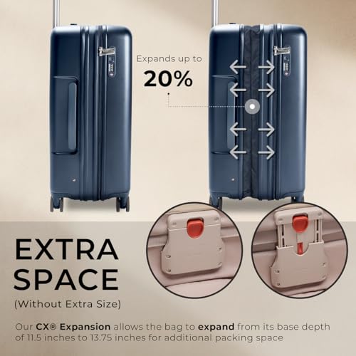 Briggs & Riley 27" Medium Expandable Spinner - Checked Luggage for Travel, Suitcases with Wheels, Hardside Rolling Bag for Men & Women, Self-Repairing Zipper - Sympatico Collection, Navy