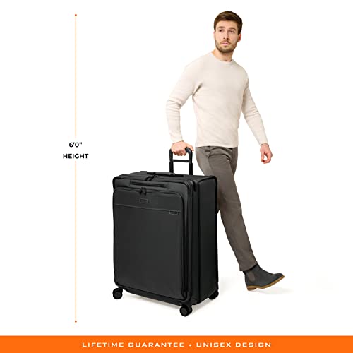 Briggs & Riley 31" Extra Large Expandable Spinner - Checked Luggage for Travel, Suitcases with Wheels, Softside Rolling Bag for Men & Women, Self - Repairing Zipper - Baseline Collection, Black