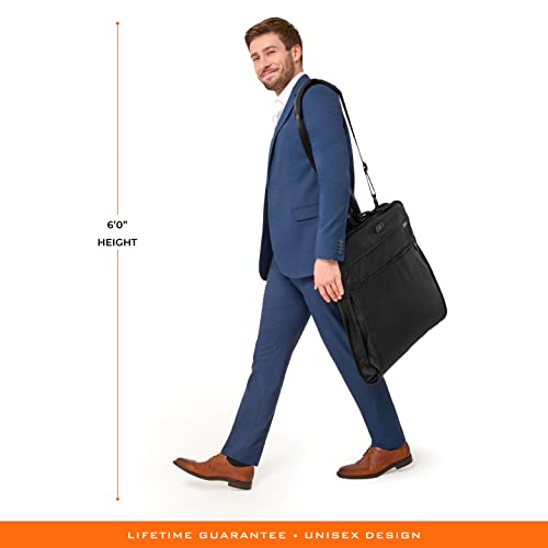Briggs & Riley Classic Garment Bag for Hanging Clothes - Suit & Dress Travel Bag for Men & Women, Wrinkle Reducing Luggage for Shirts, Tuxedos, & Coats, Smooth Zipper - Baseline Collection, Black