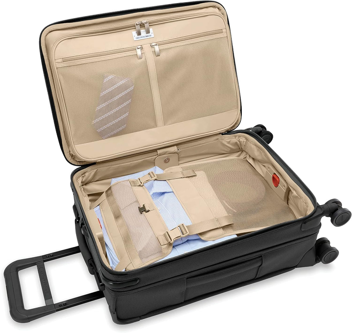 Briggs & Riley Essential 22" Carry On Expandable Spinner - Luggage for Travel, Suitcases with Wheels, Softside Rolling Bag for Men & Women, Self - Repairing Zipper - Baseline Collection, Black