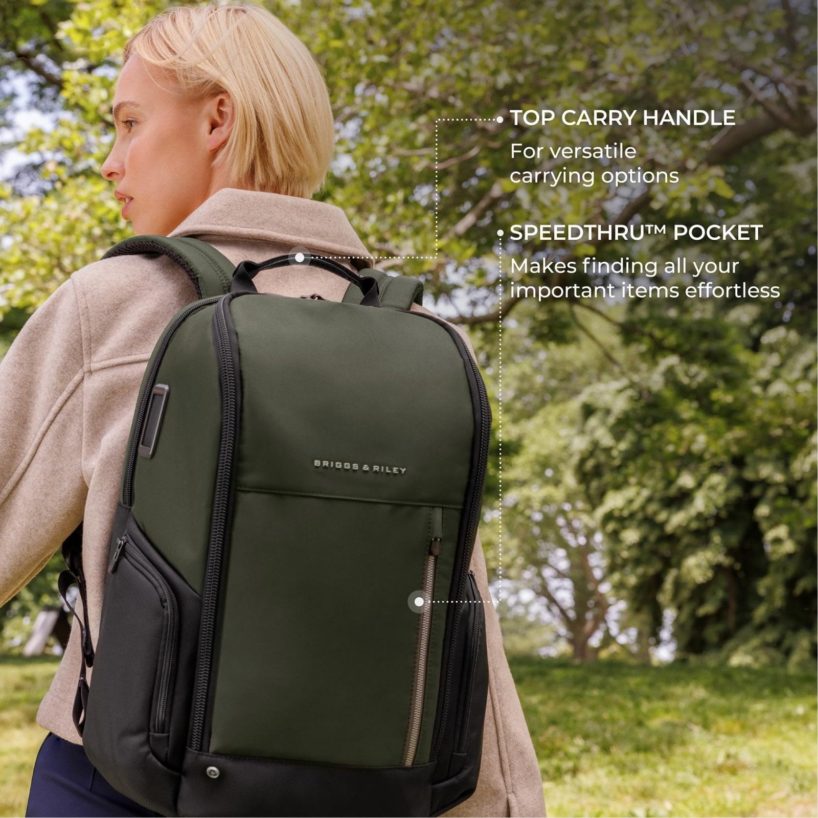 Briggs & Riley Medium Widemouth Backpack - Carry On Travel Backpack for Women & Men, Personal Item Bag, Self - Repairing Zippers, Padded Straps, Fits up to 15.6" Laptop - HTA Collection, Black