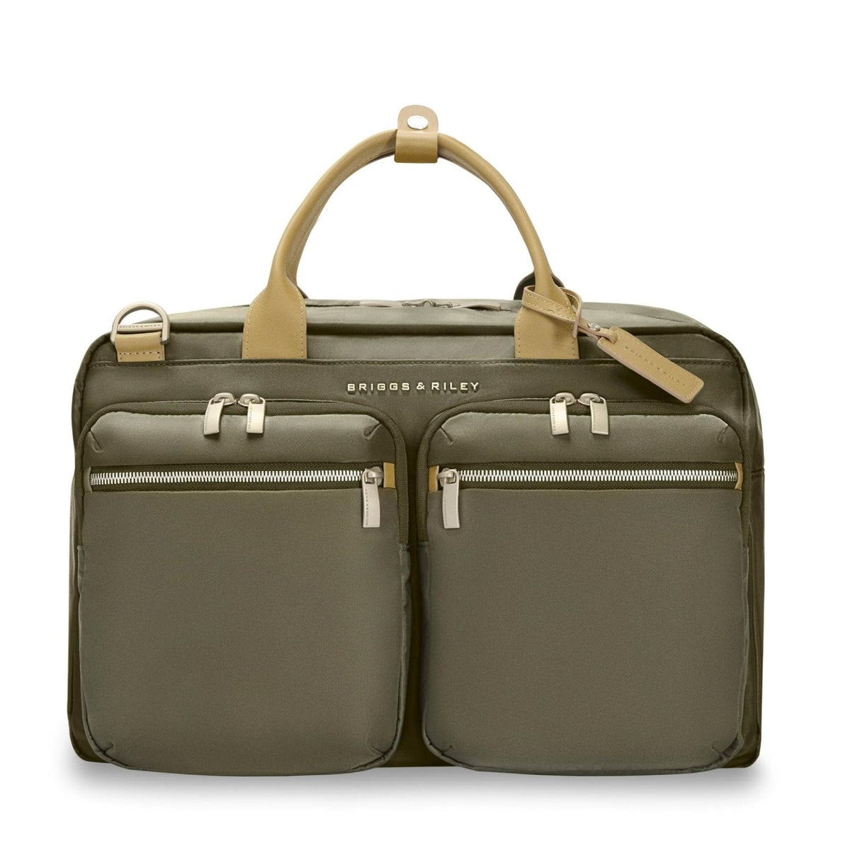 Briggs & Riley Multi-Pocket Cabin Bag - Carry On Luggage for Travel, Softside Bag for Men & Women, Fits in Overhead Bin, Two Slip Pockets, Fits up to 15" Laptop - Rhapsody Collection, Olive