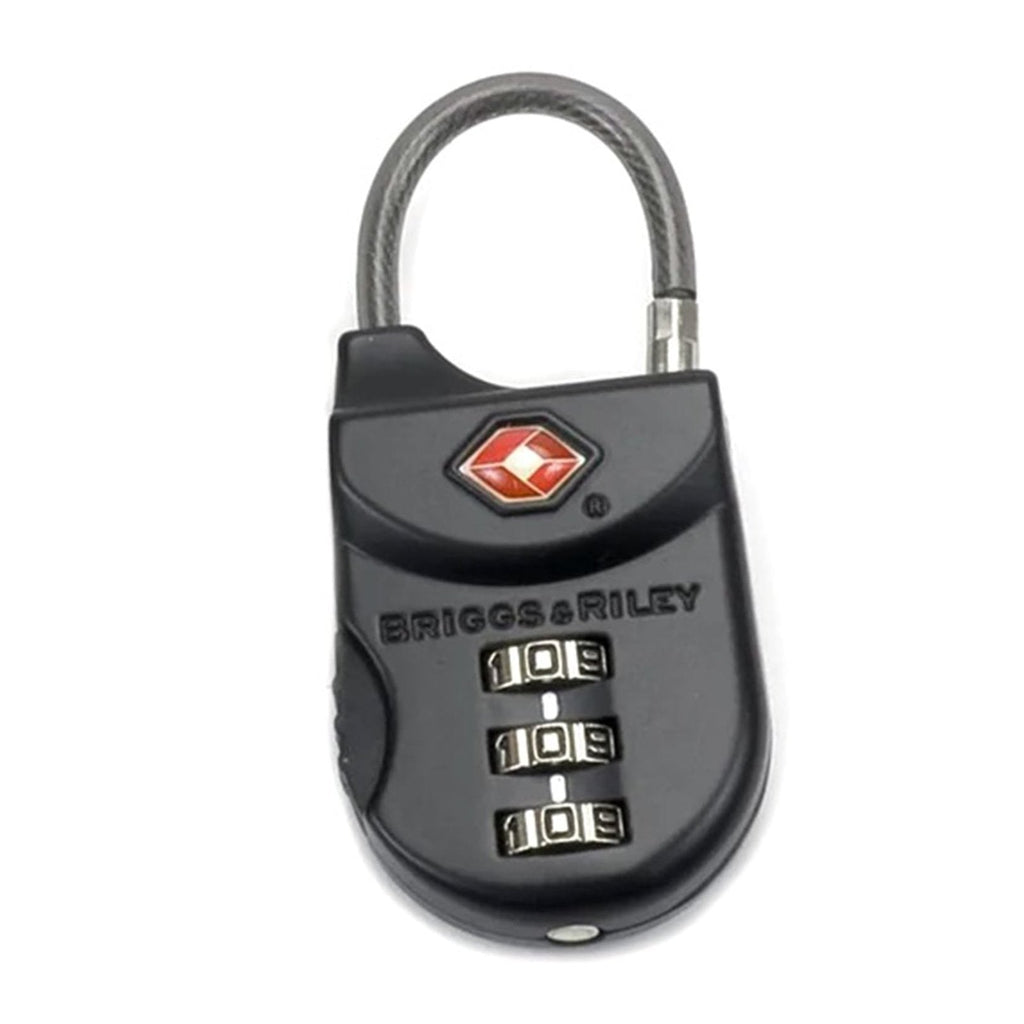 Briggs & Riley TSA Approved Cable Lock for Luggage & Suitcases - Travel Lock, 3 Digit Combination, Flexible Cable for Zippered Bags - Luggage Accessories, Black