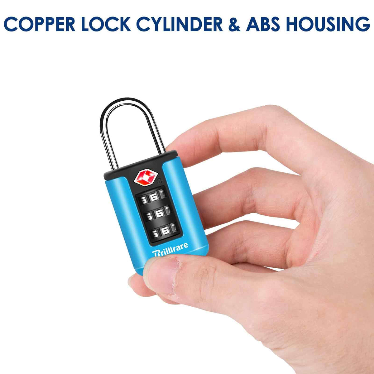 BRILLIRARE 2 Pack TSA Approved Luggage Locks, Combination Travel Padlock, 3 - Digit Waterproof Lock, TSA Accepted Outdoor Keyless Resettable Lock for Lockers, Bags, Backpack, Gym, Gate - Blue