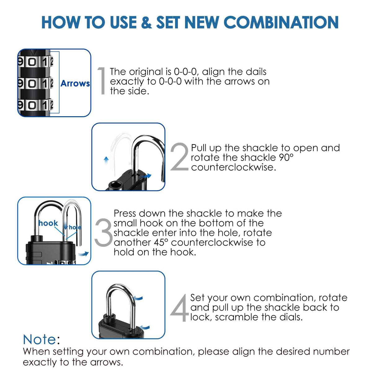 Brillirare 8 Pack Combination Lock, 3 - Digit Waterproof Keyless Padlock, Zinc Alloy Outdoor Resettable Travel Luggage Locks for Backpack, Gym Locker, Hasp, Fence, Gate, Case, Toolbox - Black