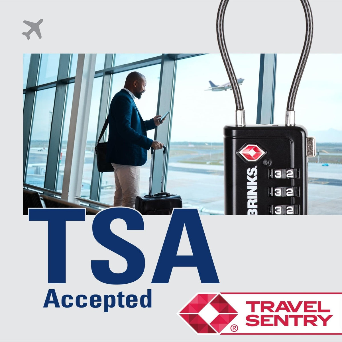 Brinks TSA Accepted Indicator Luggage Lock, Black - Resettable 3 - Dial Combination, 2.5 inch Long Cable Shackle, New More Secure TSA008 Key, 4 Pack
