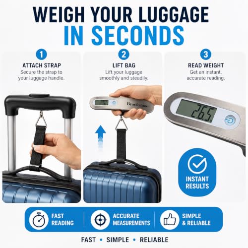 Brookstone Digital Luggage Scale, Compact Handheld, Portable