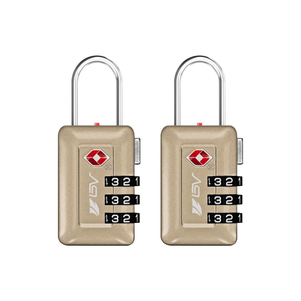 BV TSA Accepted Luggage Travel Lock, Set-Your-Own Combination Lock for School Gym Locker, Luggage Suitcase Baggage Locks, Filing Cabinets, Toolbox, Case (Champagne Gold, 2 Pack)
