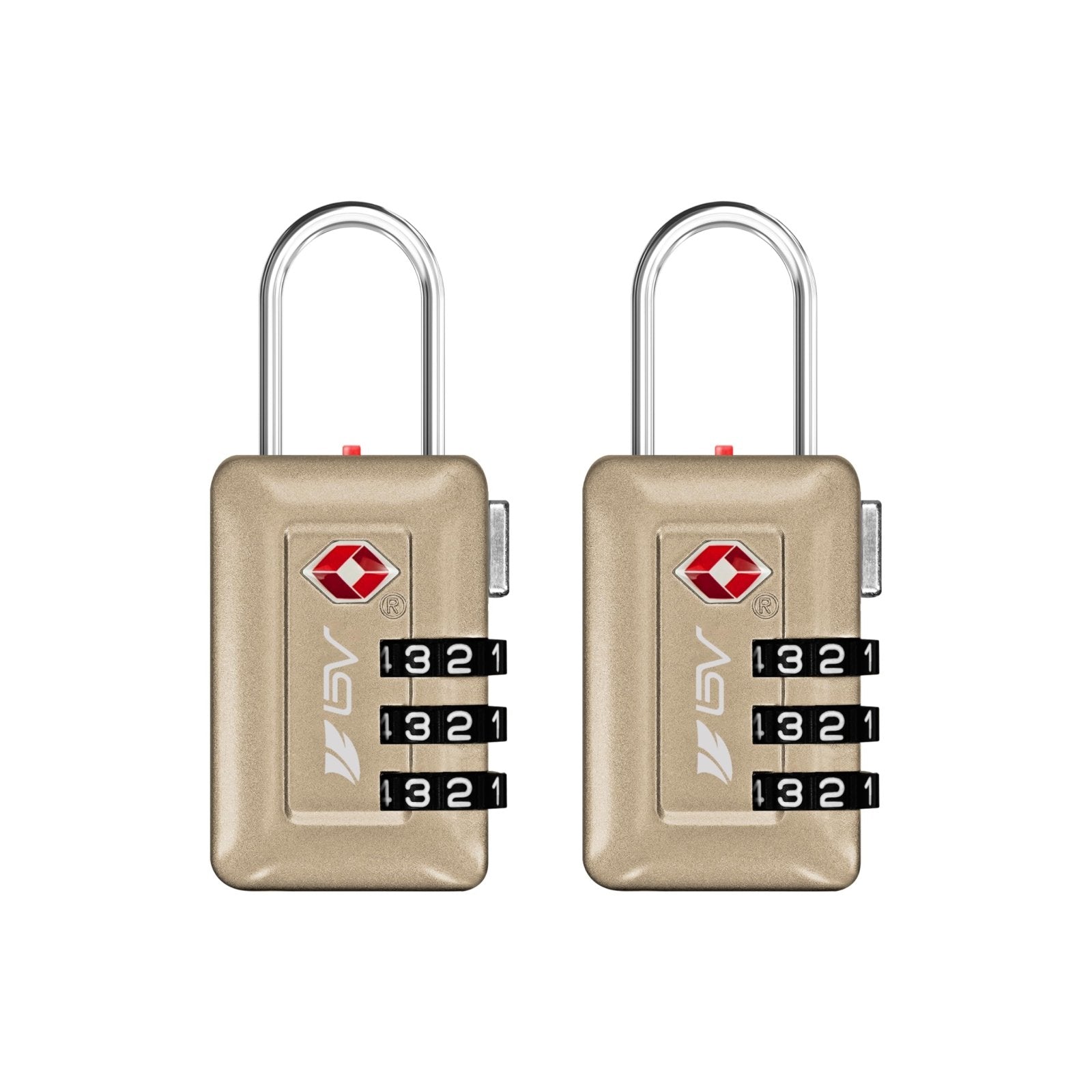 BV TSA Accepted Luggage Travel Lock, Set-Your-Own Combination Lock for School Gym Locker, Luggage Suitcase Baggage Locks, Filing Cabinets, Toolbox, Case (Champagne Gold, 2 Pack)