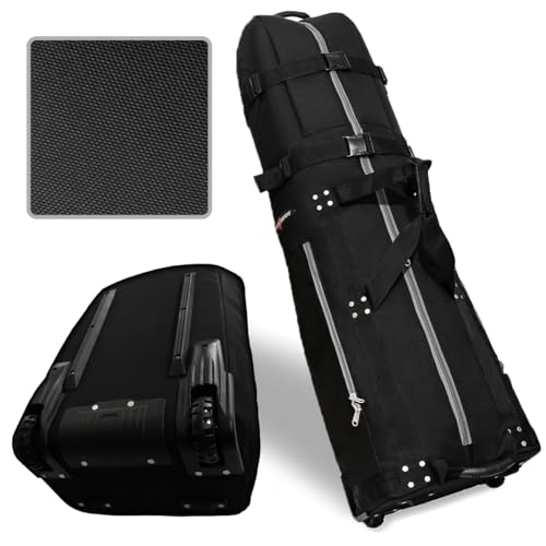 CaddyDaddy New First Class Premium Padded Golf Club Travel Cover with Wheels - Heavy Duty Golf Travel Bag for Airlines, Black/White, L