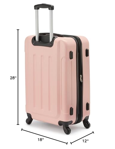 Calvin Klein Women's Hard Side Upright Luggage Spinner Light Weight Suitcase, Mellow Rose, Medium