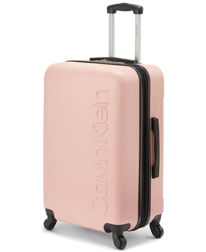 Calvin Klein Women's Hard Side Upright Luggage Spinner Light Weight Suitcase, Mellow Rose, Medium