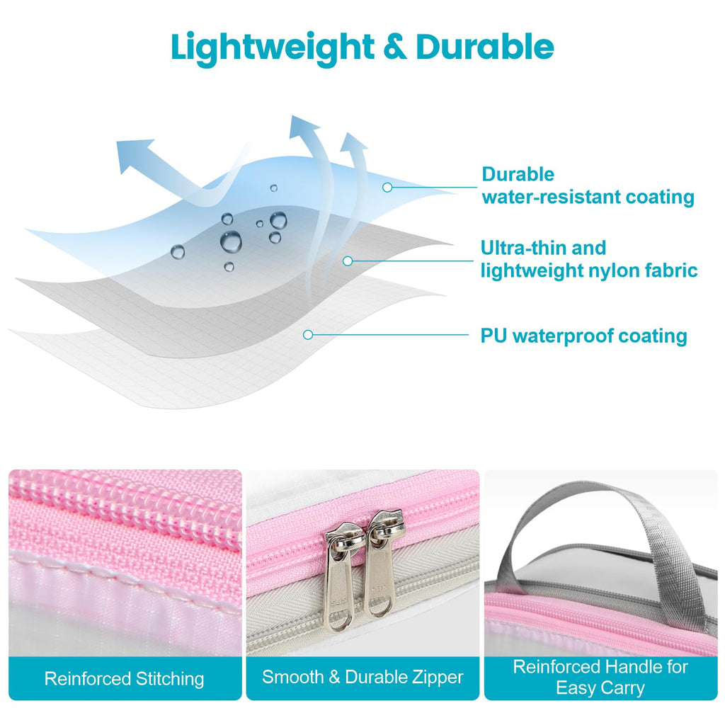 Cambond Compression Packing Cubes for Travel - 4 Pack Lightweight Expandable Luggage Packing Organizers Travel Essentials Accessories Bags Compression Cubes Space Saver for Carry on Suitcases, White