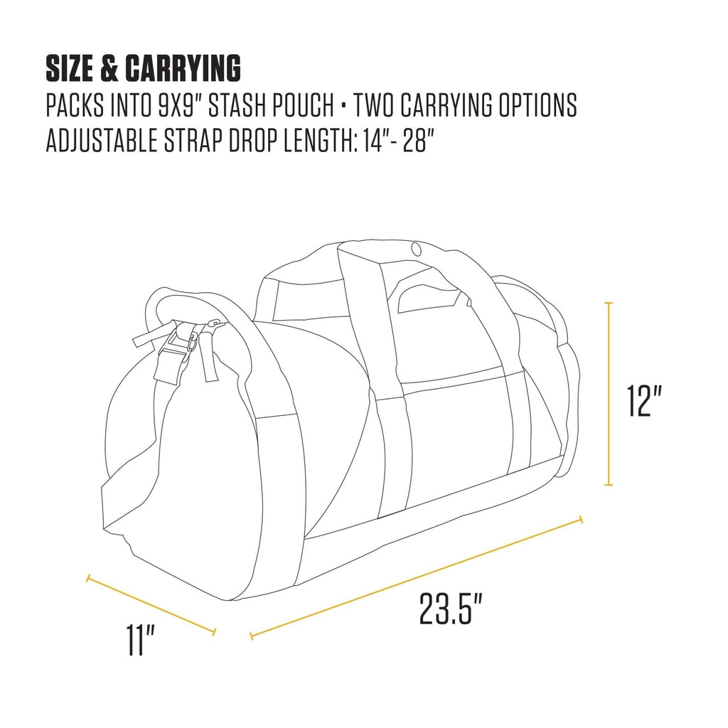 Carhartt Classic Round Duffel with Utility Pouch, Heavy - Duty, Water - Resistant Packable Gear Bag for Jobsite, Gym, and Travel, Black, 40L