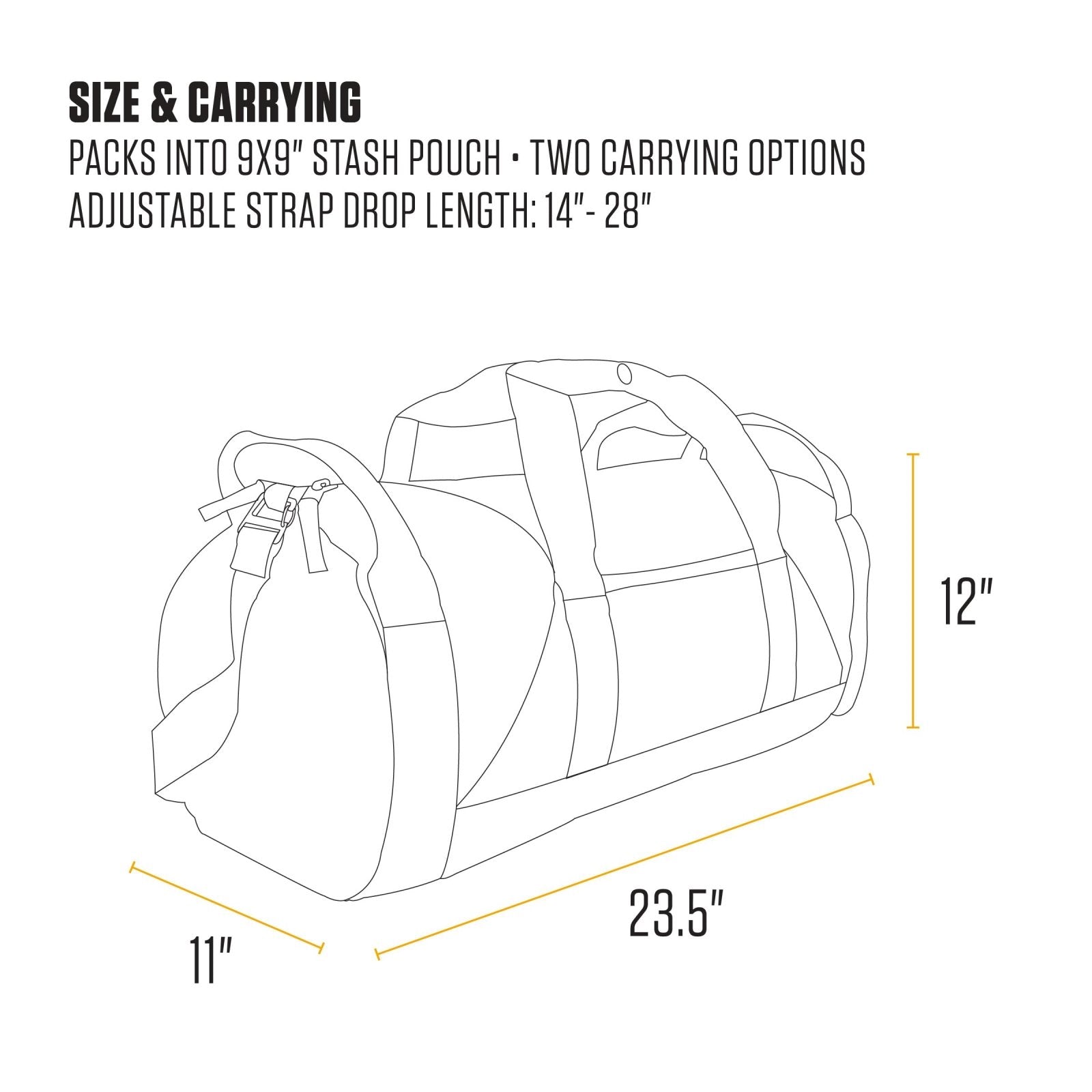 Carhartt Classic Round Duffel with Utility Pouch, Heavy - Duty, Water - Resistant Packable Gear Bag for Jobsite, Gym, and Travel, Black, 40L