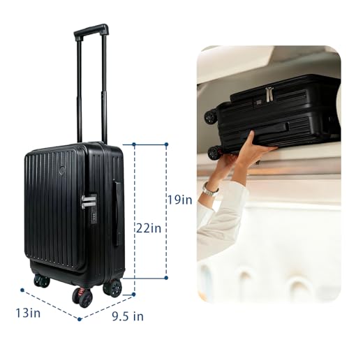 Carry On Luggage 20 inch Airline Approved with Wheels, Expandable Suitcase Top Opening Lightweight Small Travel Luggage with Cup Holder and Side Hooker, Hard Shell Carry On Suitcases for Short Travel