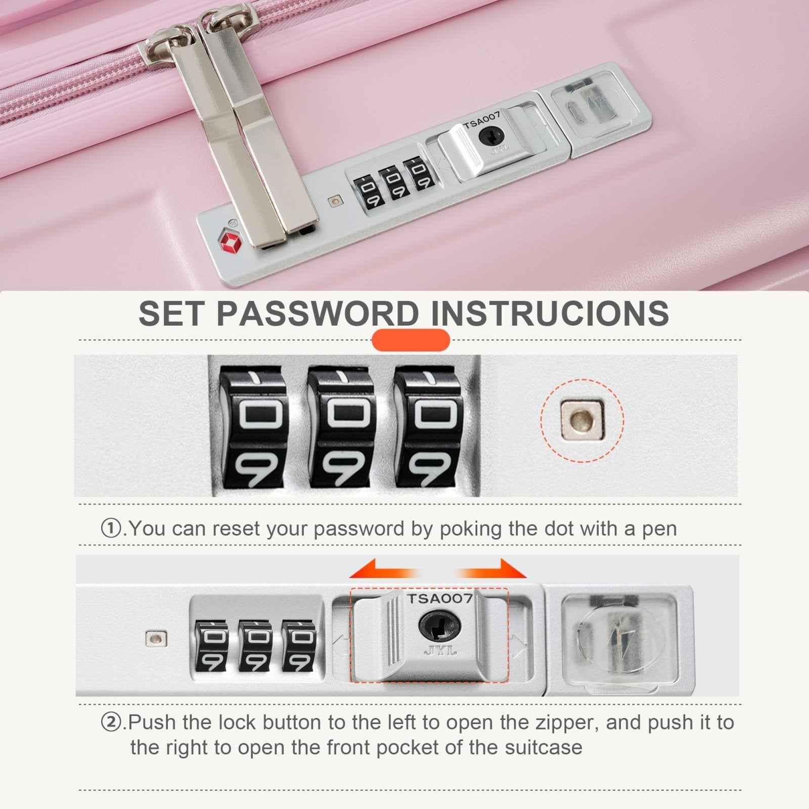 Carry - On Luggage with Cup Holder and USB Port with Cosmetic Carry On Bag and TSA