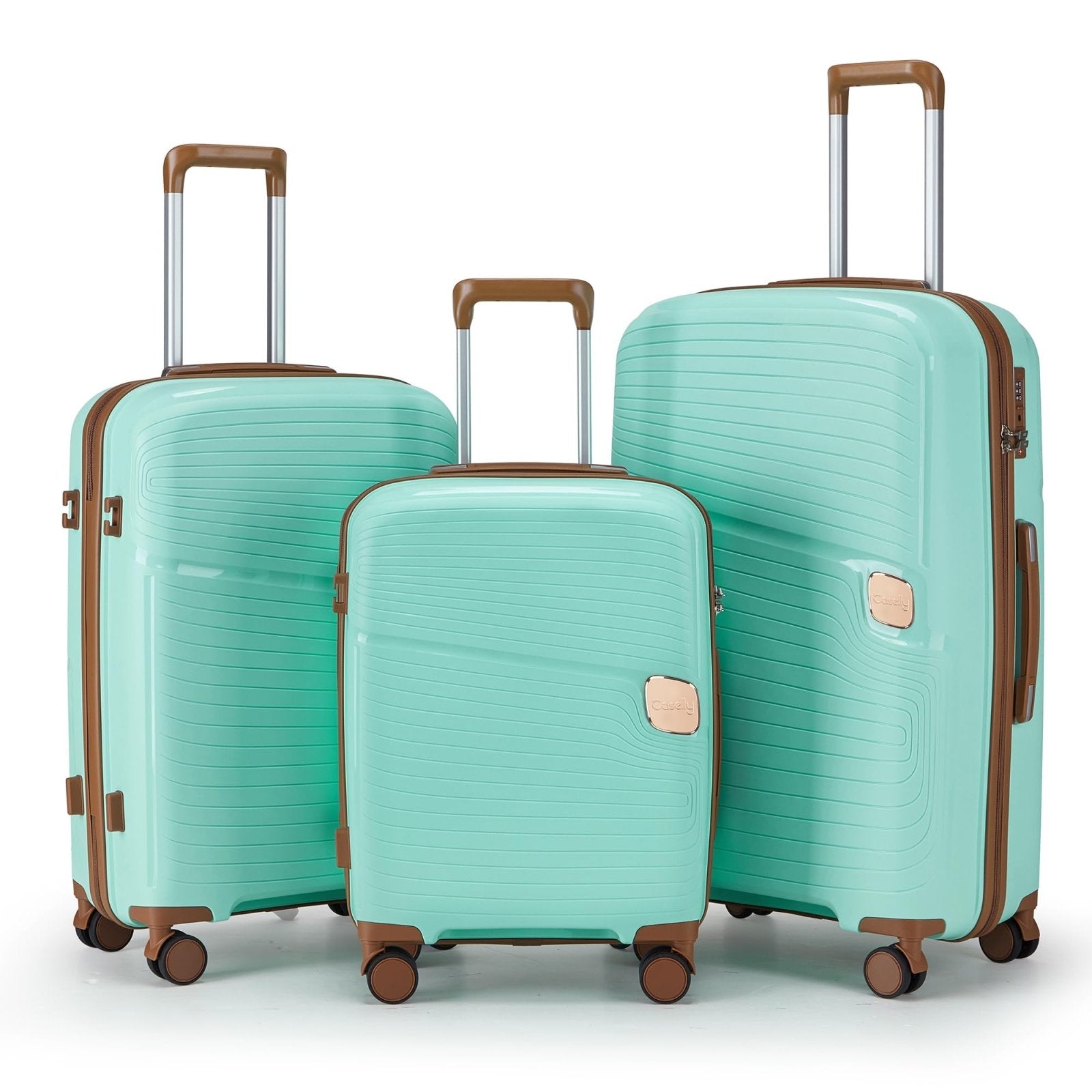 CASELLY Luggage Sets 3 Piece, Suitcase with Spinner Wheels, Hardshell Travel Luggage Set with TSA Locks,Lightweight Rolling Luggage,YKK Zippers (Light Green)