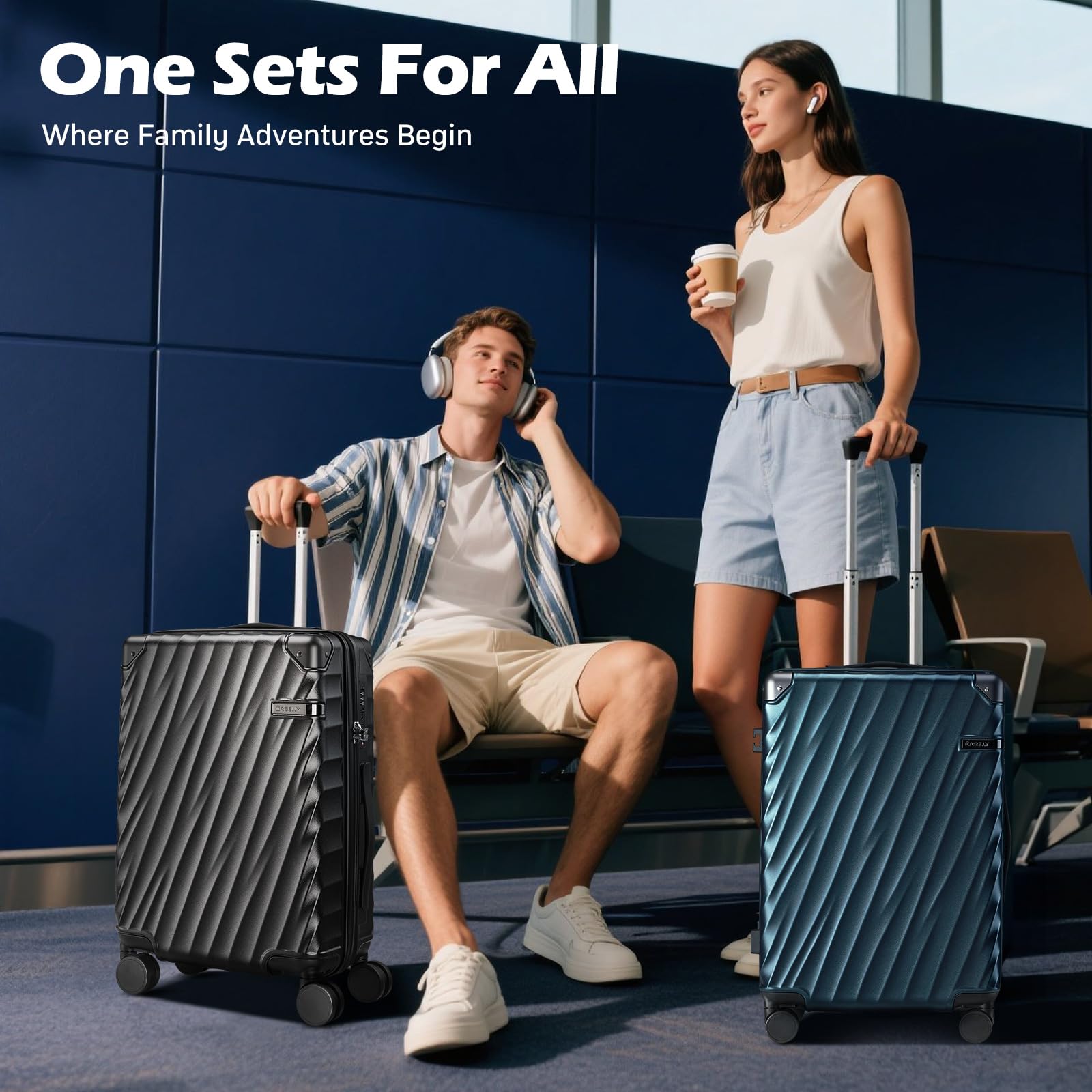 CASELLY Luggage sets 3 piece with Spinner Wheels, PC Hard Shell Travel Luggage, Carry On suitcase with TSA Lock,YKK Zippers,Charcoal Metallic (Gray, 3 Piece Sets(20/24/28))