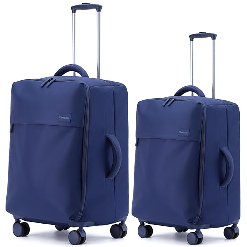 CENICENI Ultralight 20" 24" Travel Luggage Set Carry-On Airline Approved Softside Suitcase, 360° Spinner Wheels, TSA Lock, with 7-Piece Travel Accessories, Navy Blue