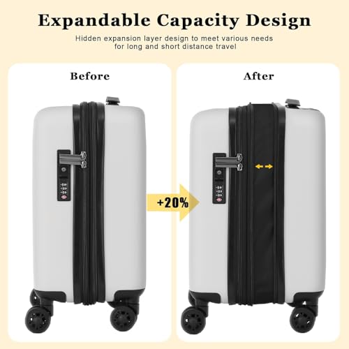 CENSIEN Expandable 16 Inch Underseat Carry On Luggage Airline Approved