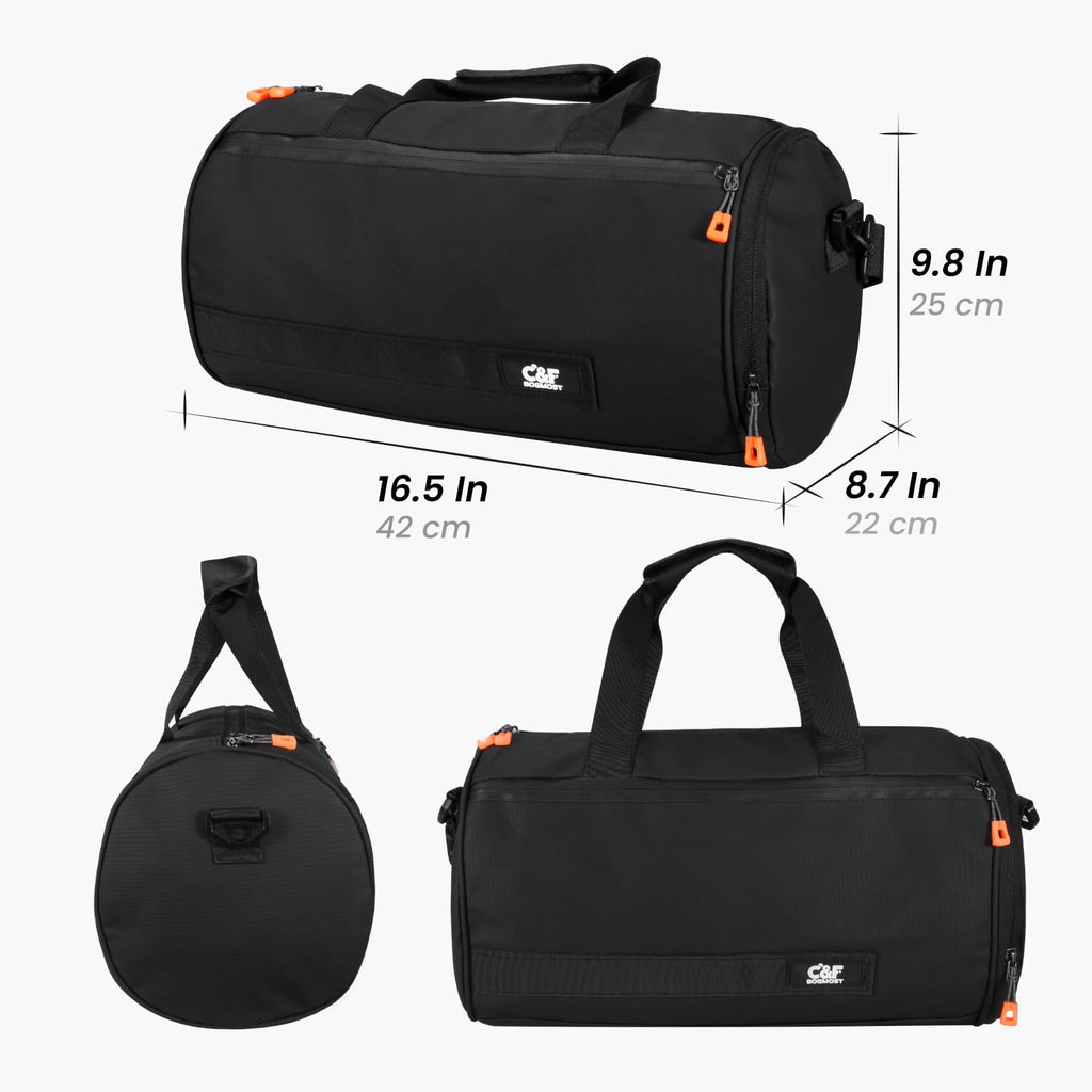 C&F BOGMOST Small Gym Bag for Women & Men,Small Lightweight Duffel Bag Carry On Bags Mini Duffel Travel Bag Waterproof Sports Bags for Workout/Sport/Travel, Black,with Shoes Compartment
