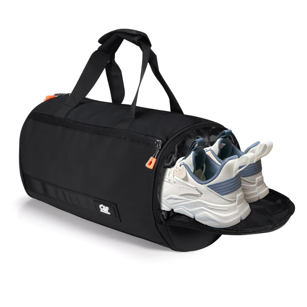 C&F BOGMOST Small Gym Bag for Women & Men,Small Lightweight Duffel Bag Carry On Bags Mini Duffel Travel Bag Waterproof Sports Bags for Workout/Sport/Travel, Black,with Shoes Compartment