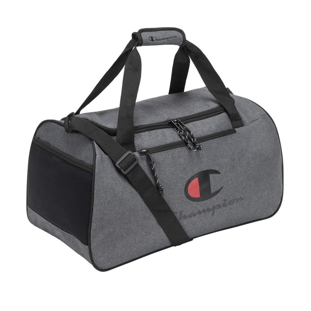 Champion Unisex Adult Logo Duffel Bags, Granite Heather/Scarlet, One Size US
