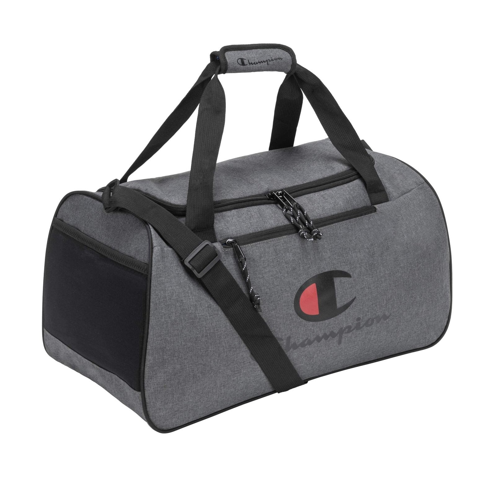 Champion Unisex Adult Logo Duffel Bags, Granite Heather/Scarlet, One Size US