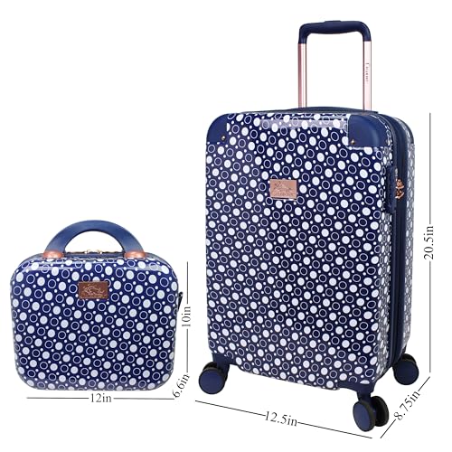 Chariot 2-piece set Hardside Expandable Carry On Luggage With Matching Beauty Case (Dotty)