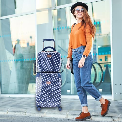 Chariot 2-piece set Hardside Expandable Carry On Luggage With Matching Beauty Case (Dotty)