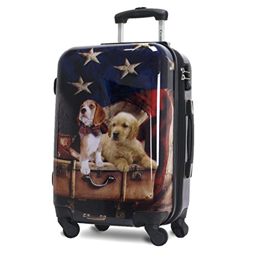 Chariot Dog Lovers Freedom Pups 20-Inch Carry-On Hardside Polycarbonate Expandable Spinner Luggage with TSA Lock