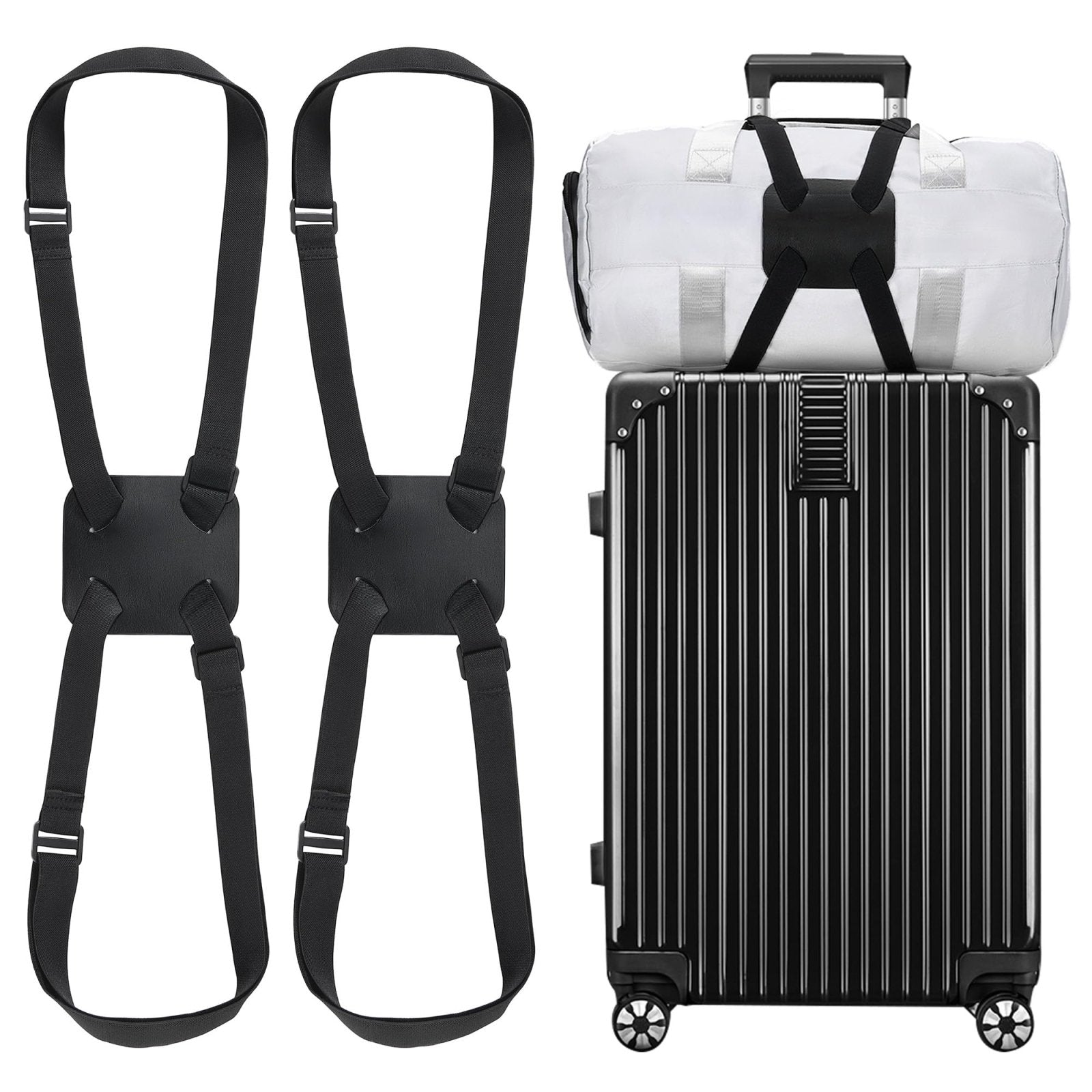 Chelmon 2 Pack Luggage Straps, Ajustable Elastic Bungee Belt for Suitcases, Add Extra Bag Easy and Securely for Travel