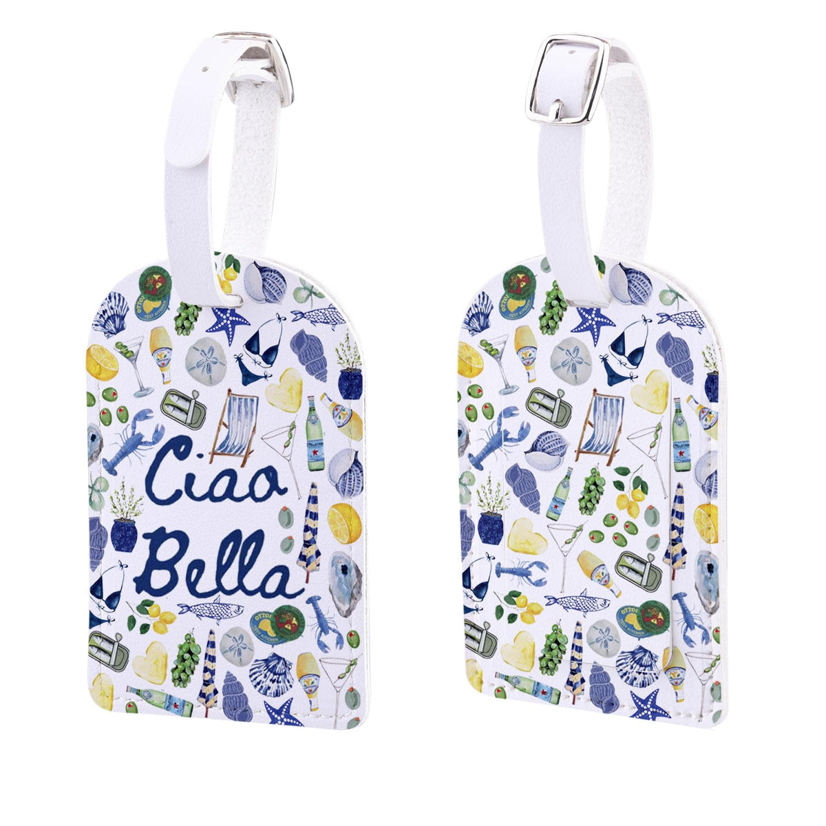 Ciao Bella Italy Lemon Gift Italian Amalfi Coast Travel Italian Island Honeymoon Trip Seafood Lover Luggage Tag (Ciao Bella tag)