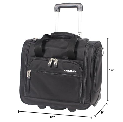 Ciao Luggage - 15 Inch Under Seat Bag - Carry On Suitcase with Rolling Wheels