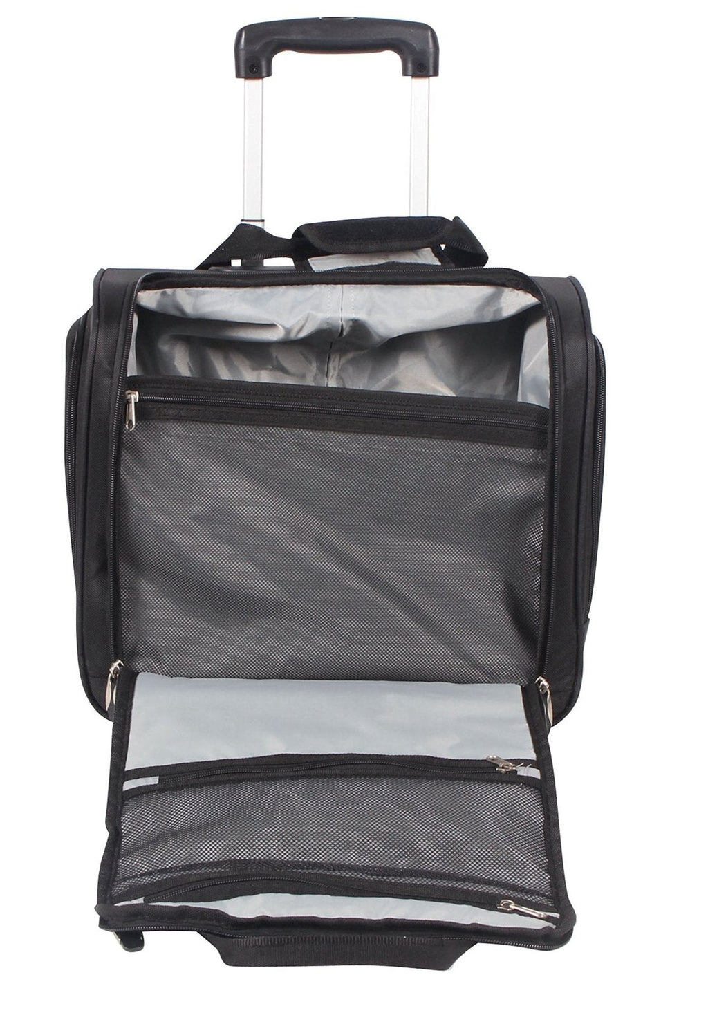 Ciao Underseat Luggage Collection - Small Lightweight 15 Inch Under Seat Bag - Briefcase for Men & Women - Carry On Suitcase with 2 - Rolling Spinner Wheels (Ciao Black)