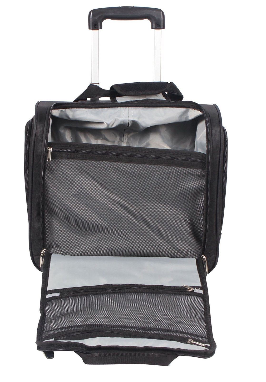 Ciao Underseat Luggage Collection - Small Lightweight 15 Inch Under Seat Bag - Briefcase for Men & Women - Carry On Suitcase with 2 - Rolling Spinner Wheels (Ciao Black)