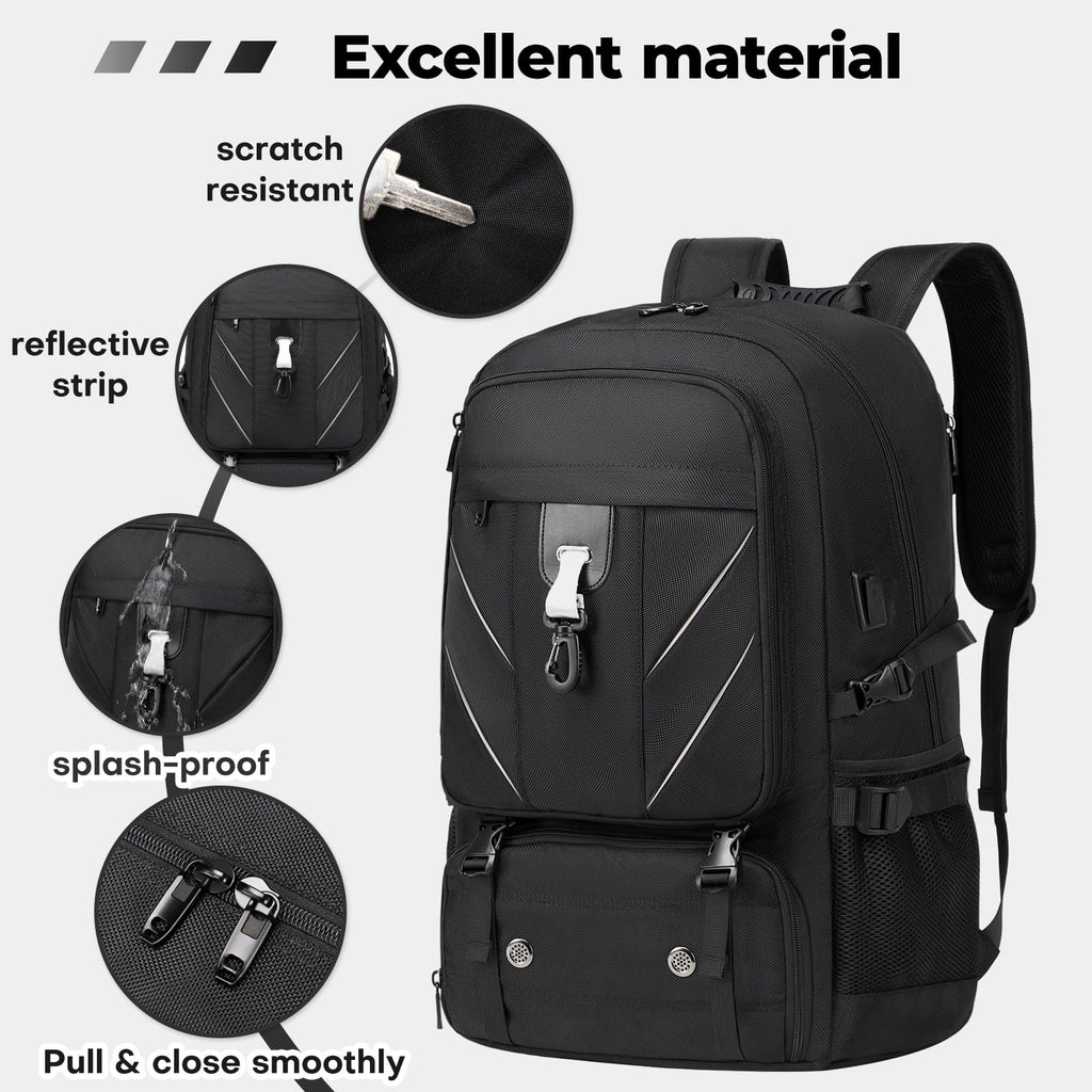 CIMALAY 17.3 Inch gym backpack with Shoe Compartment,60L Water Resistant Anti Theft Backpacks with USB Charging Port, Airline Approved Carry on Bag Multiple Compartments,for Men Women Travel