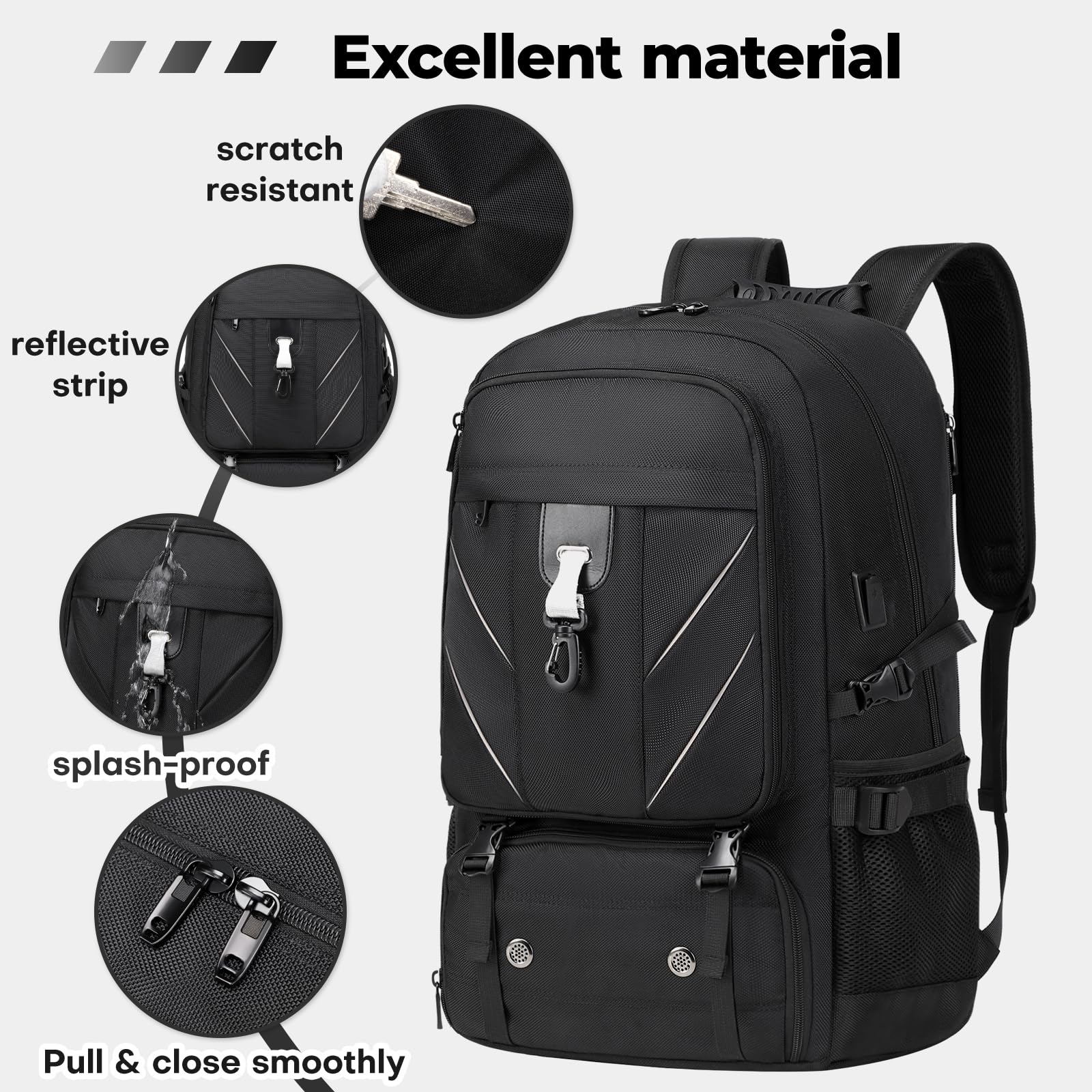 CIMALAY 17.3 Inch gym backpack with Shoe Compartment,60L Water Resistant Anti Theft Backpacks with USB Charging Port, Airline Approved Carry on Bag Multiple Compartments,for Men Women Travel