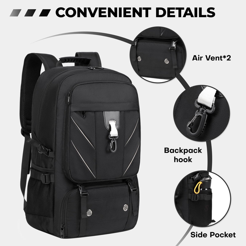 CIMALAY 17.3 Inch gym backpack with Shoe Compartment,60L Water Resistant Anti Theft Backpacks with USB Charging Port, Airline Approved Carry on Bag Multiple Compartments,for Men Women Travel