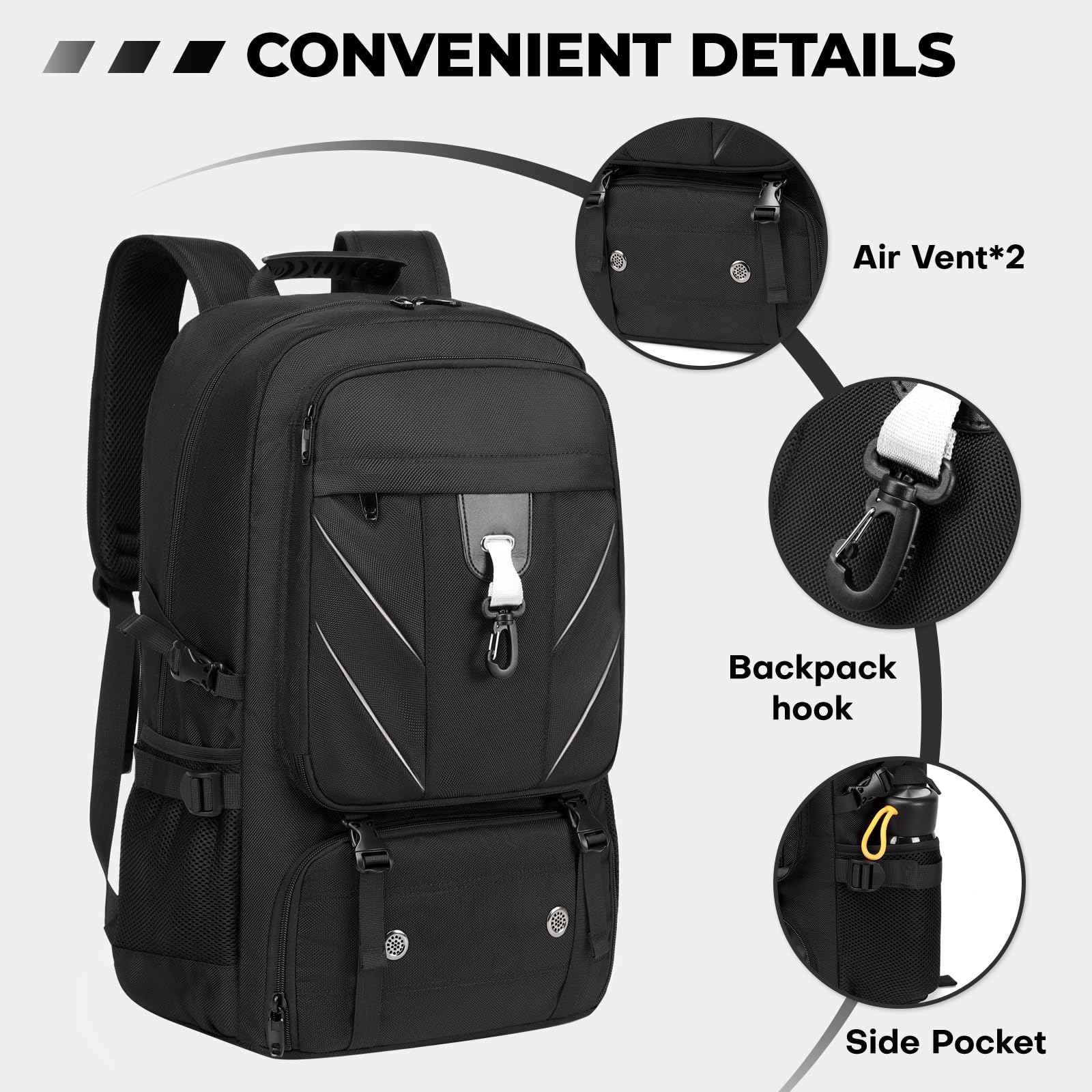 CIMALAY 17.3 Inch gym backpack with Shoe Compartment,60L Water Resistant Anti Theft Backpacks with USB Charging Port, Airline Approved Carry on Bag Multiple Compartments,for Men Women Travel