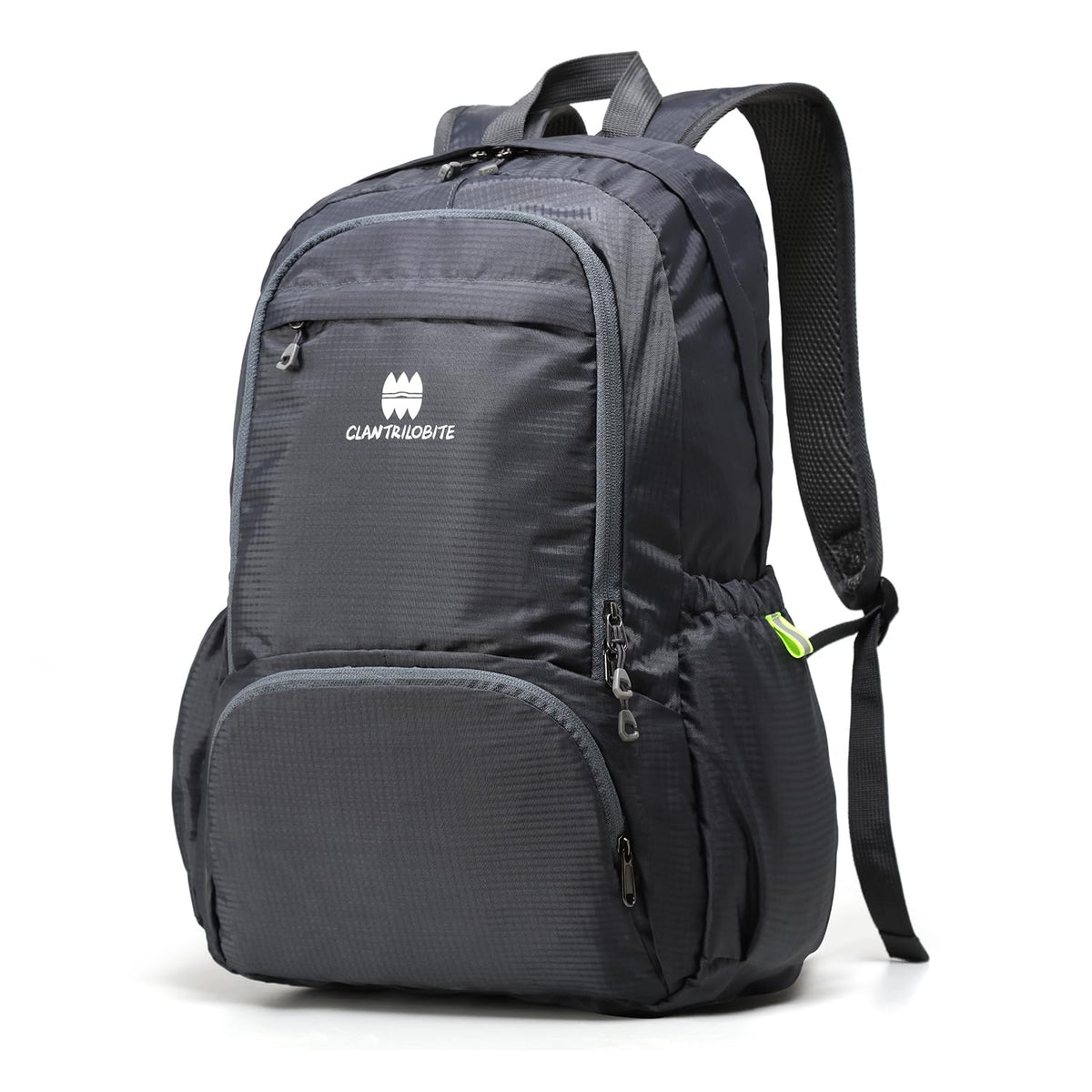 CLANTRILOBITE Lightweight Packable Travel Backpack, 30L Grey Daypack Hiking Backpack for Women Men, Waterproof and Foldable, Travel Backpack Carry on Flight Approved