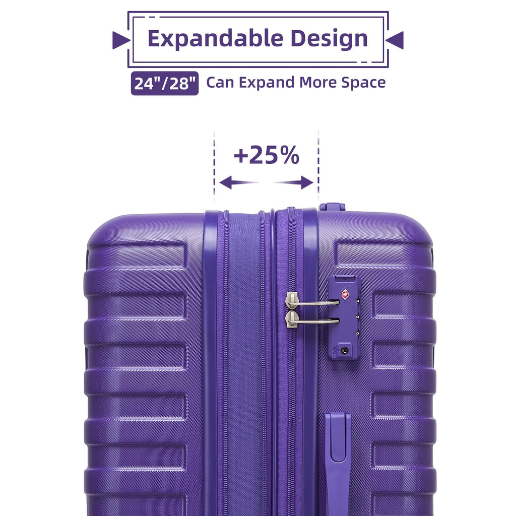 Clyrava Purple 6 Piece Luggage Set Hard Shell - Expandable Suitcases with Spinner Wheels and Duffel Bags for Family Travel, Durable Carry On Luggage Sets with Lock for Women and Men
