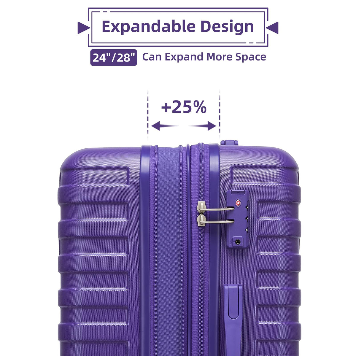 Clyrava Purple 6 Piece Luggage Set Hard Shell - Expandable Suitcases with Spinner Wheels and Duffel Bags for Family Travel, Durable Carry On Luggage Sets with Lock for Women and Men